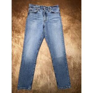 Levi's 501 S Skinny Jeans Button Fly Women's 28 Medium wash Blue Denim